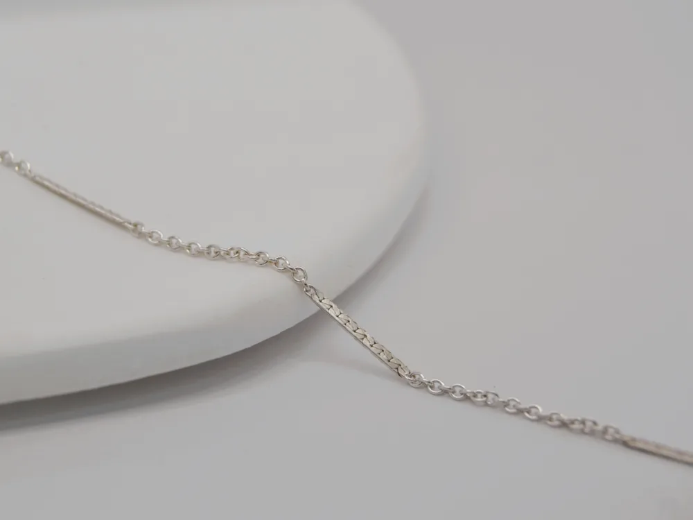 Cable Chain With Bar Sterling Silver Cable Chain With Bar Sterling Silver