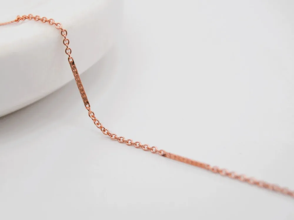 Cable Chain With Bar Rose Gold Filled Cable Chain With Bar Rose Gold Filled
