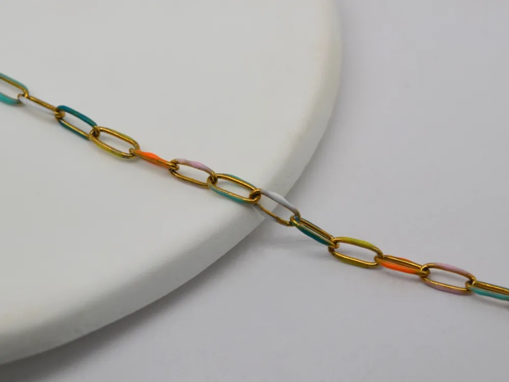 Stainless Steel Gold Drip Oval Chain