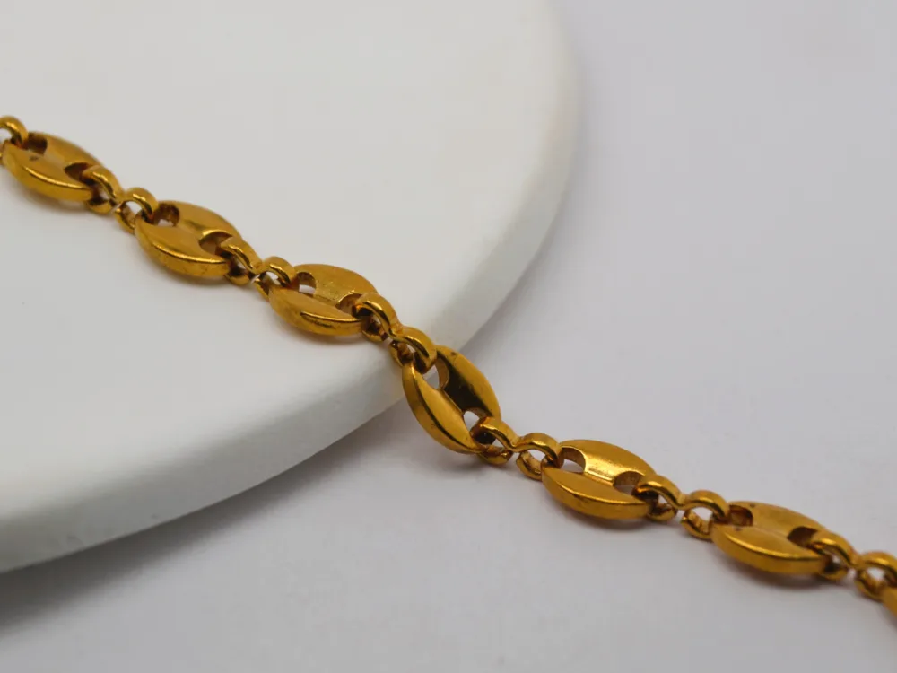 Gold Plated Stainless Steel Coffee Bean Chain