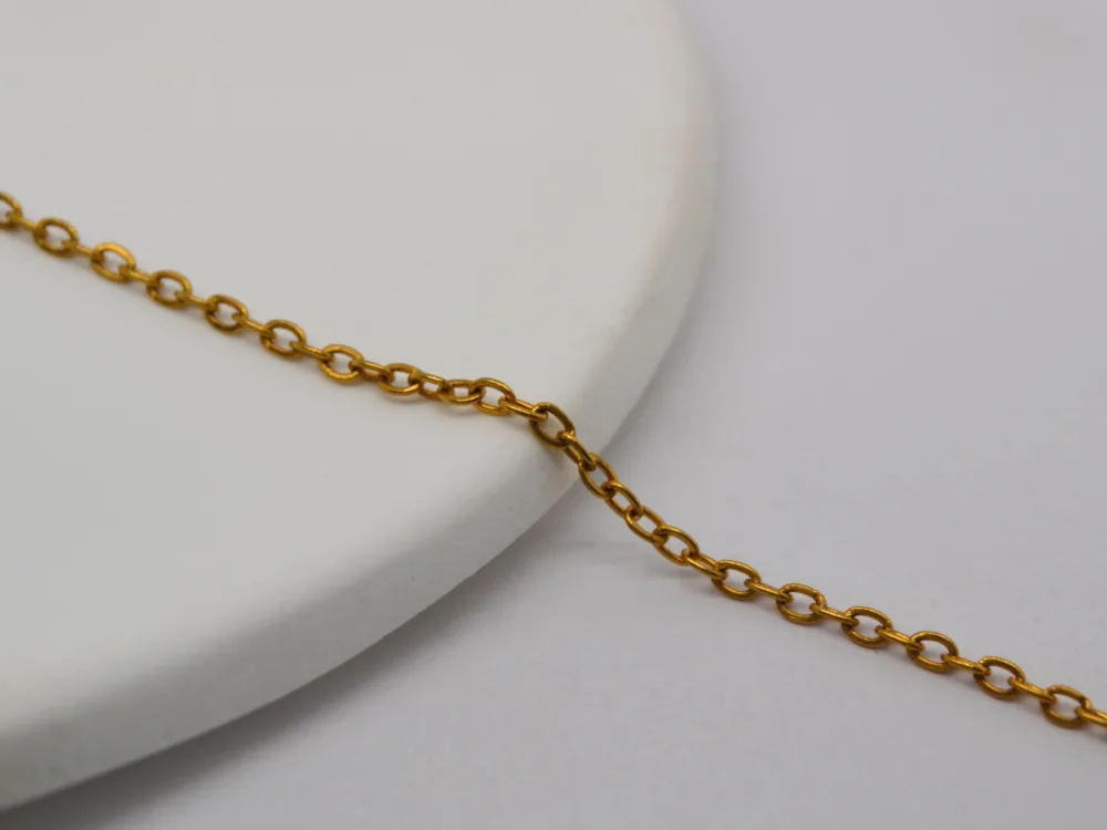 Gold Plated Stainless Steel Flat Chain