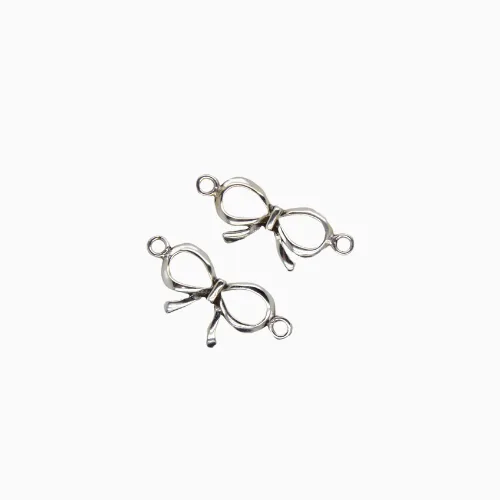 Silver Bow Connector Charm