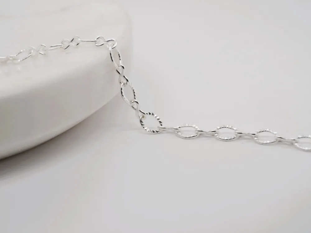 Textured Oval Silver Chain Textured Oval Silver Chain