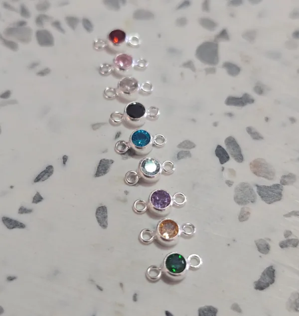 3mm round connector 3mm Sterling Silver Birthstone Connector