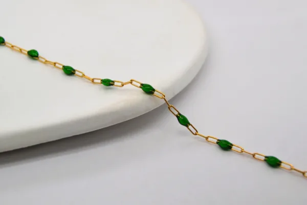 Green Enamel chain Gold Filled
