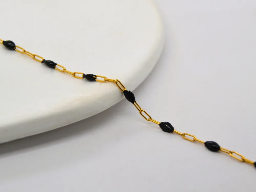 Black Enamel Chain Gold Filled