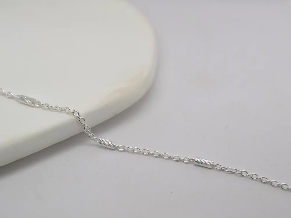 Textured Tube Silver Chain