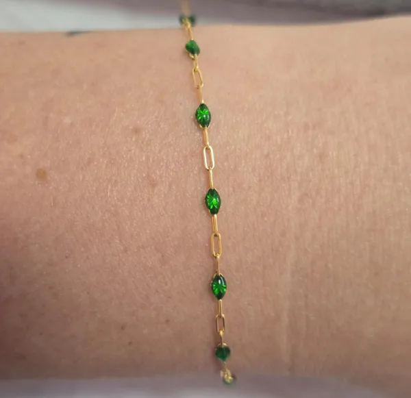 Green Enamel chain Gold Filled