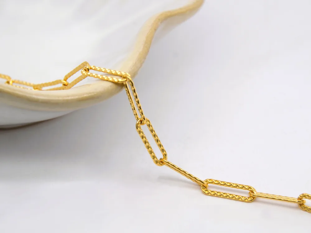 Textured Paperclip Gold Filled Chain