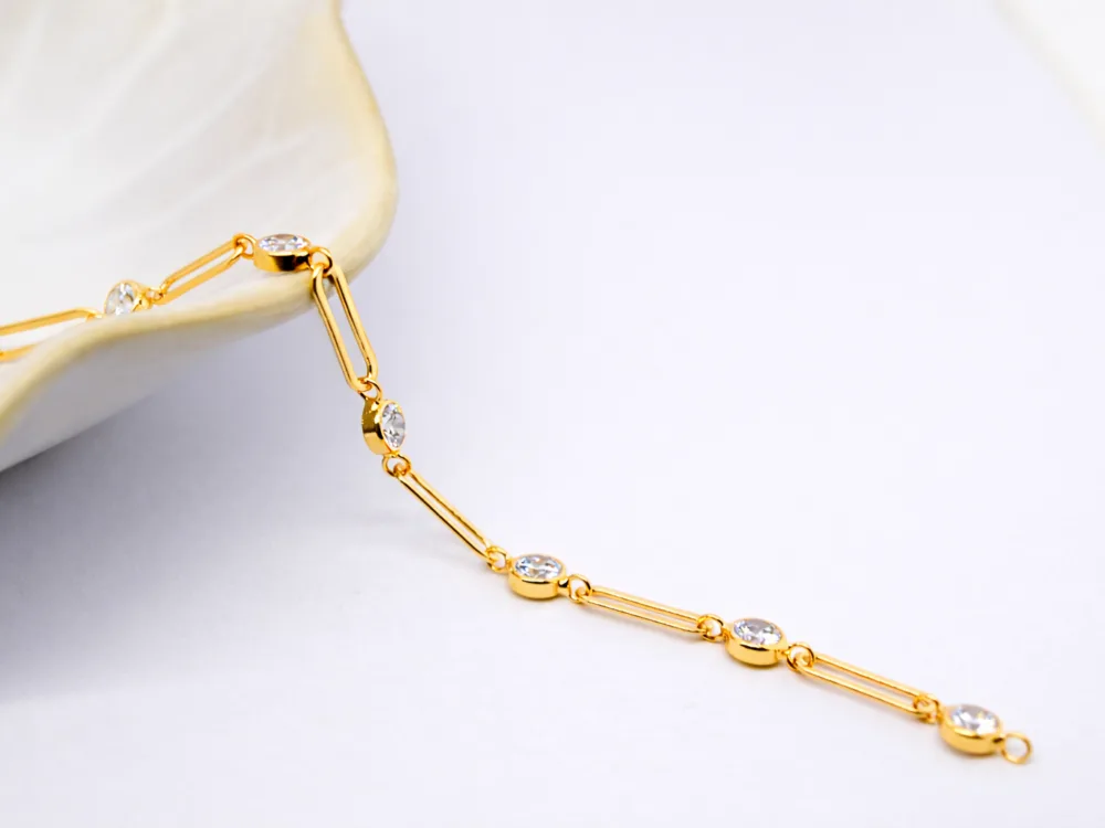 14K Gold Filled Paperclip Chain with Charms